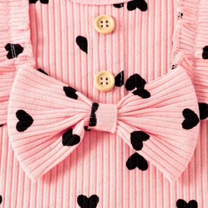 Baby Girl Love Flying Sleeves Bow Romper & Pants With A Bow - image 9