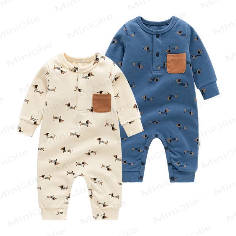 Baby Cartoon Dachshund Print Romper - image 1