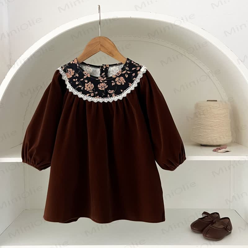 Baby Toddler Girl Lace Flower Dress - Coffee - 8Y - image 4