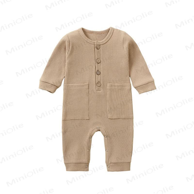 Baby Solid Color Newborn Romper - Brown - 12-18M - image 4