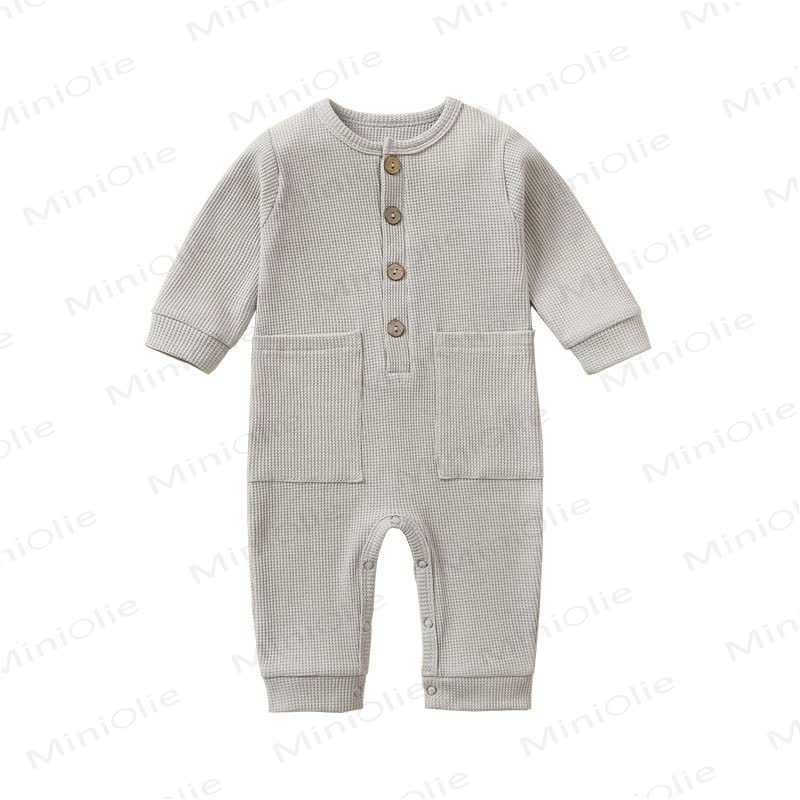 Baby Solid Color Newborn Romper - Light Gray - 12-18M - image 3