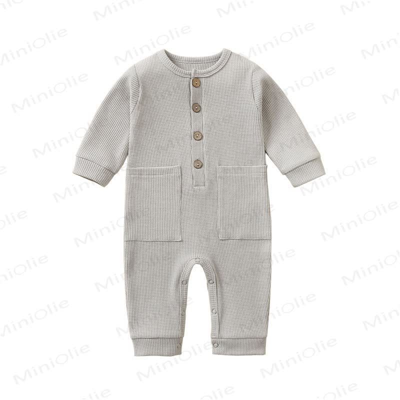 Baby Solid Color Newborn Romper - Light Gray - 12-18M - image 3