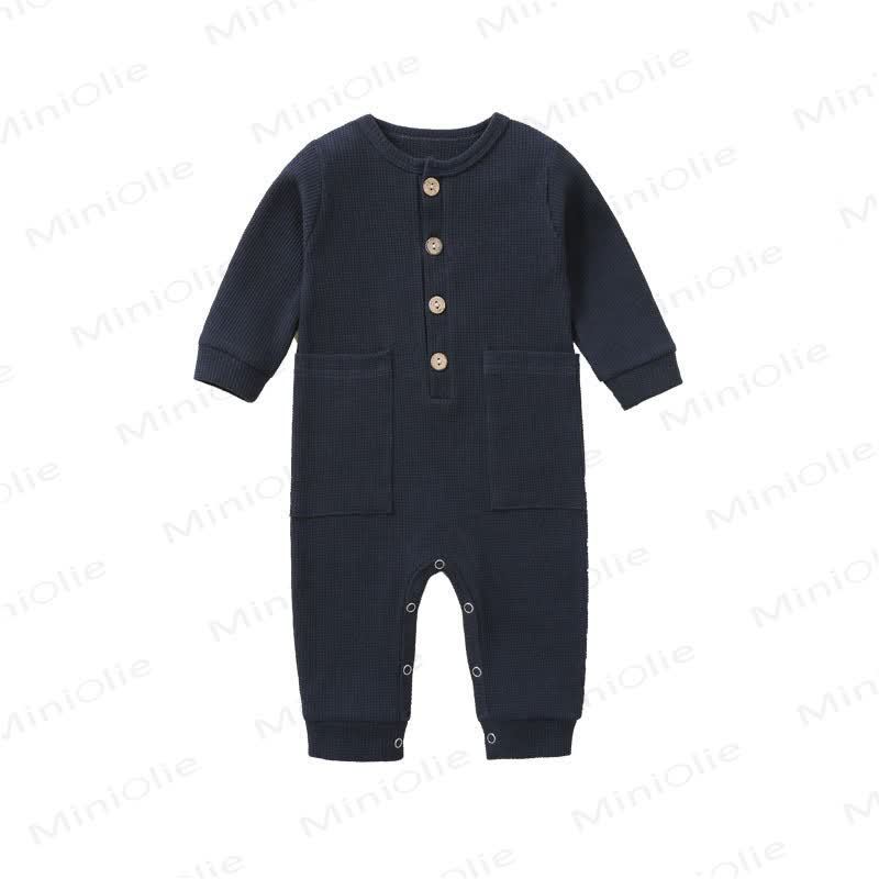 Baby Solid Color Newborn Romper - Navy Blue - 12-18M - image 2