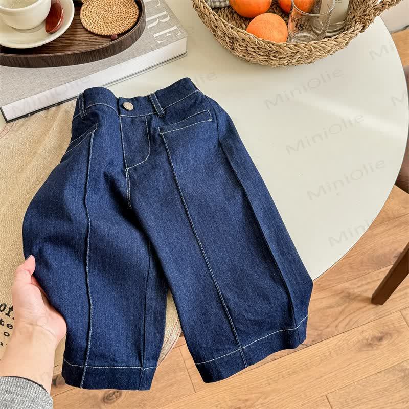 Baby Toddler Girl Solid Color Denim Pants - Dark Blue - 8Y - image 5