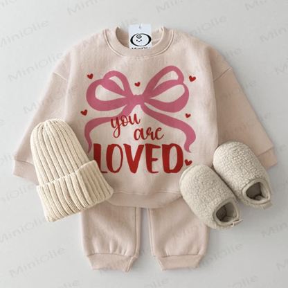 YOU ARE LOVED Baby Bow 2-piece Beige Set - Beige - 2-3T - image 1