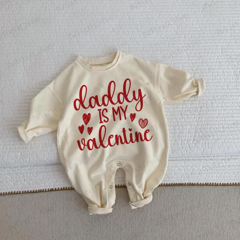 DADDY IS MY VALENTINE Baby Toddler Beige Love Romper - Beige - 2-3T - image 1