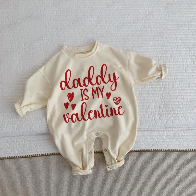 DADDY IS MY VALENTINE Baby Toddler Beige Love Romper - Beige - 2-3T - image 1