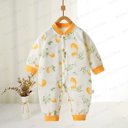 Baby Tulip Print Warm Pajamas Romper - Orange - 18-24M - image 1