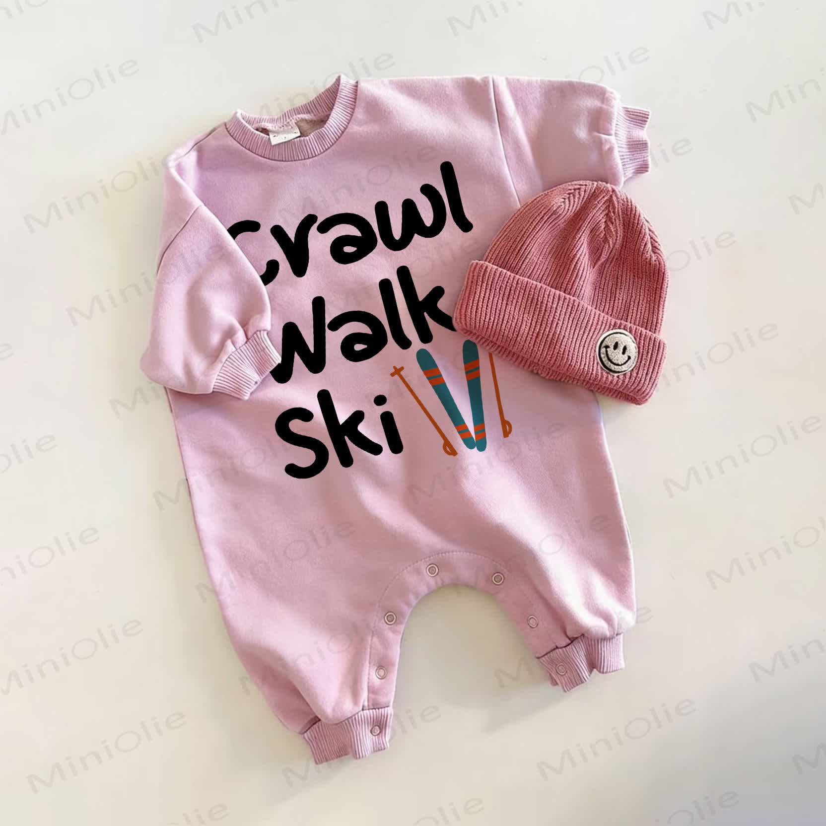 CRAWL WALK SKI Baby Pink Romper - Pink - 2-3T - image 1