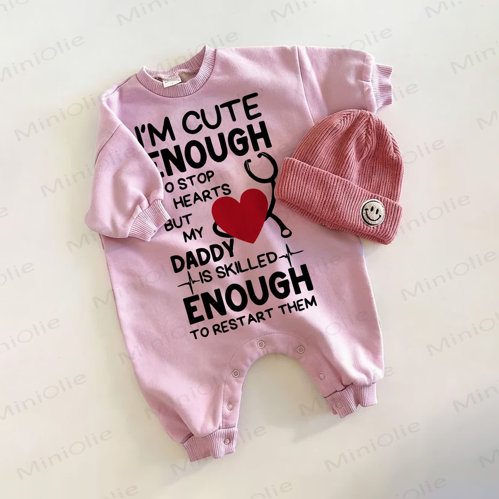 I'M CUTE ENOUGH TO STOP HEARTS Baby Pink Romper - Pink - 2-3T - image 1