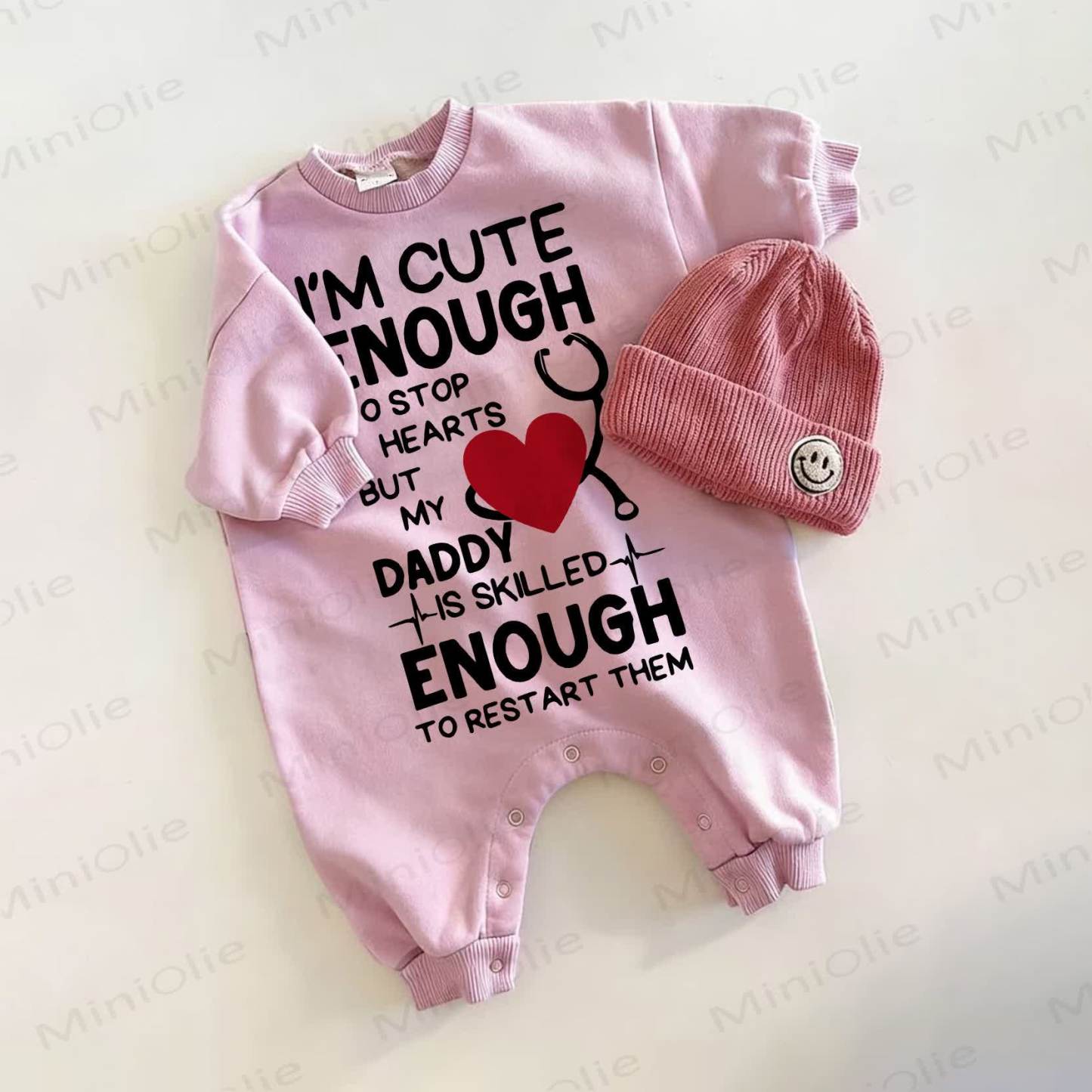 I'M CUTE ENOUGH TO STOP HEARTS Baby Pink Romper - Pink - 2-3T - image 1
