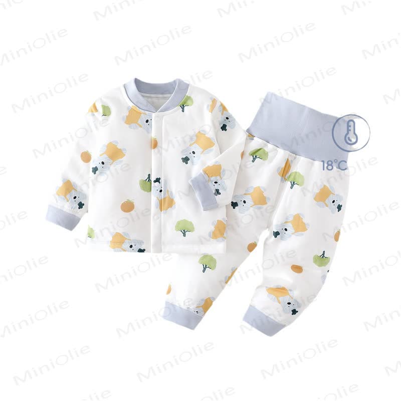 Baby Chef Bear Print Pajamas 2 Pieces Set - White - 18-24M - image 1