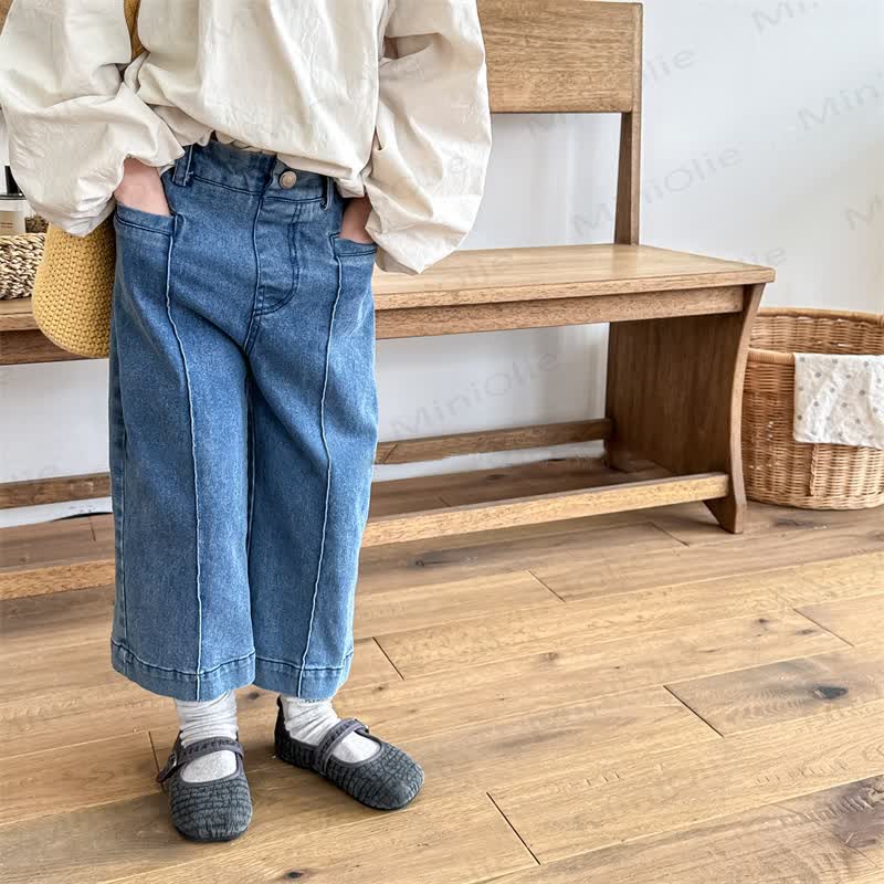 Baby Toddler Girl Solid Color Denim Pants - image 1