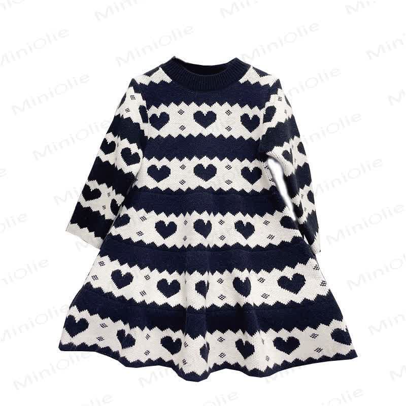 Toddler Kid Girl Love Knit Dress - Black White - 10Y - image 1