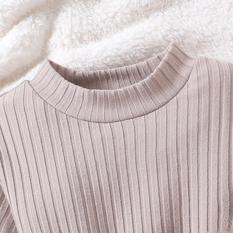 Toddler Kid Girl Solid Color Bow Fur Tank Top & Top & Skirt 3-piece Set - image 5