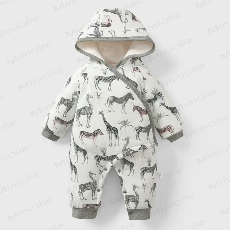 Baby Quilted Newborn Hooded Romper - Gray - 2-3T - image 1