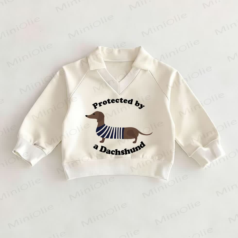 PROTECTED BY A DACHSHUND Baby White Polo Top - White - 2-3T - image 1