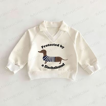 PROTECTED BY A DACHSHUND Baby White Polo Top - White - 2-3T - image 1