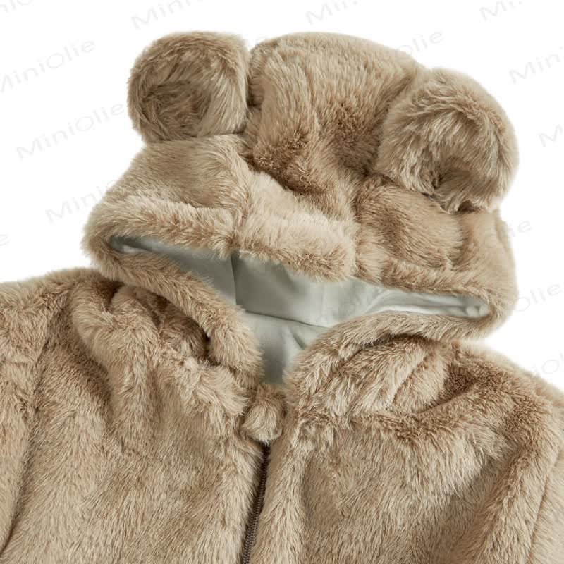 Toddler Solid Color Fleece Hooded Jacket - image 3