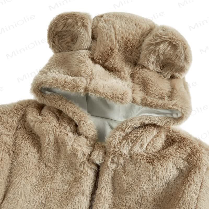 Toddler Solid Color Fleece Hooded Jacket - image 3