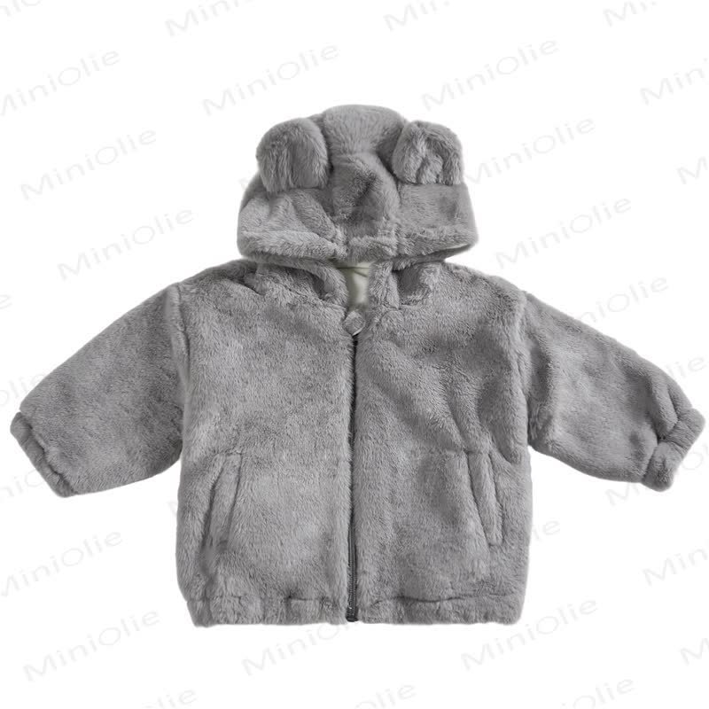 Toddler Solid Color Fleece Hooded Jacket - Gray - 5T - image 23