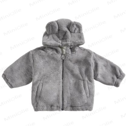 Toddler Solid Color Fleece Hooded Jacket - Gray - 5T - image 23