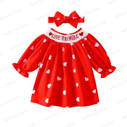 LOVE YOU MORE Baby Girl Love Red Dress - image 3