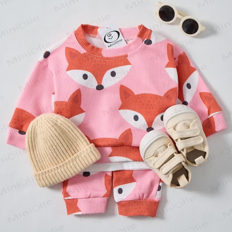 Baby Fox Pink Waffle 2-piece Set - Pink - 3-5T - image 1