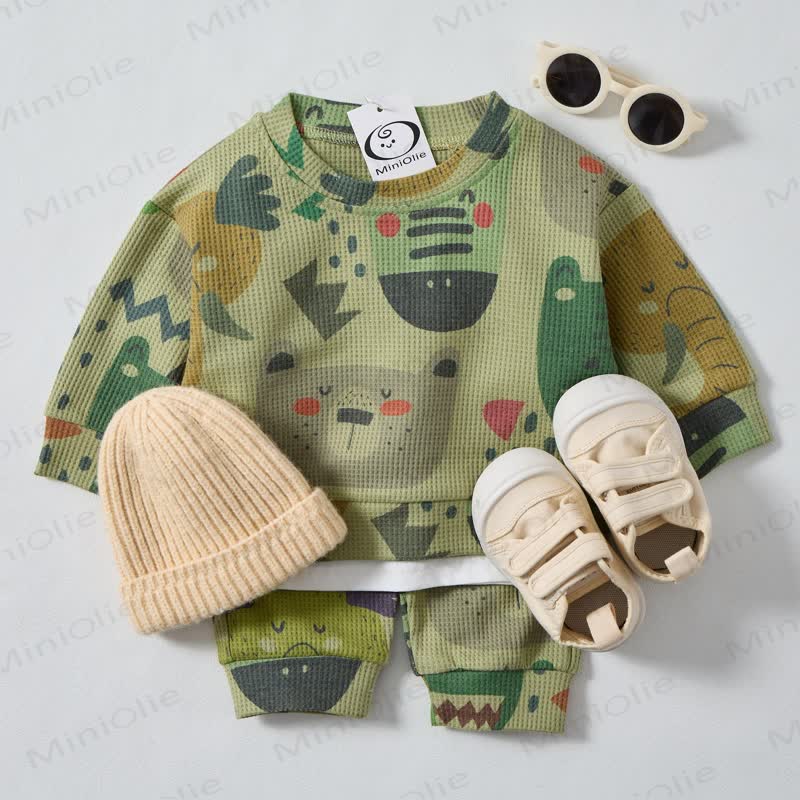 Baby Toddler Animal Waffle Green 2-piece Set - Green - 3-5T - image 1