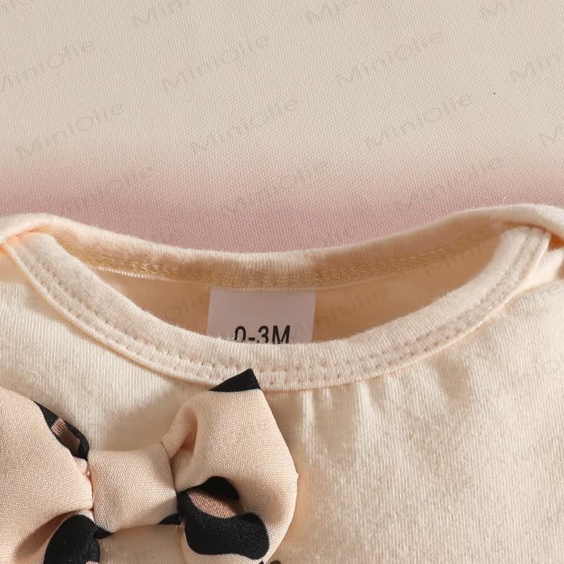 LOVELY BABY Baby Girl Leopard Print Bodysuit & Bow Overalls - image 4