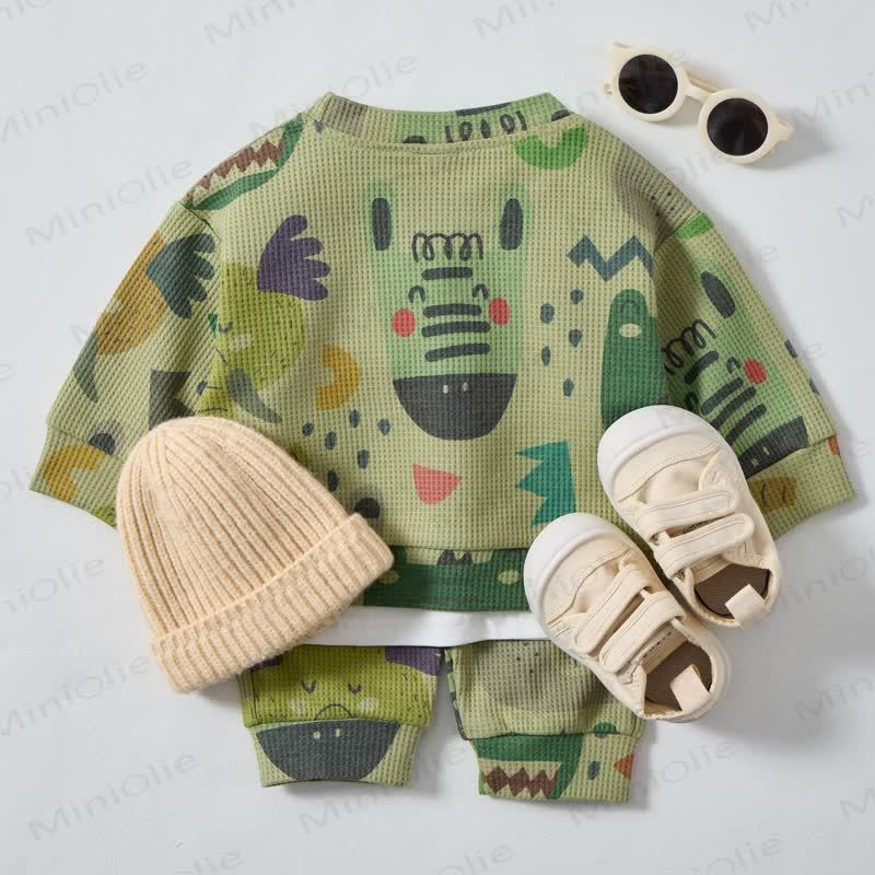Baby Toddler Animal Waffle Green 2-piece Set - image 2