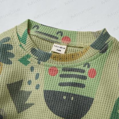 Baby Toddler Animal Waffle Green 2-piece Set - image 3
