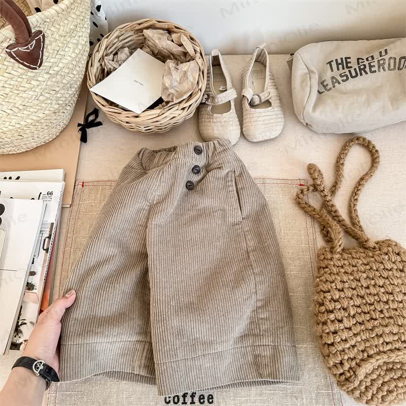 Baby Toddler Girl Solid Color Cord Pants - Khaki - 8Y - image 2