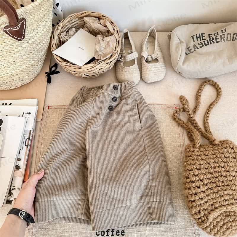Baby Toddler Girl Solid Color Cord Pants - Khaki - 8Y - image 2