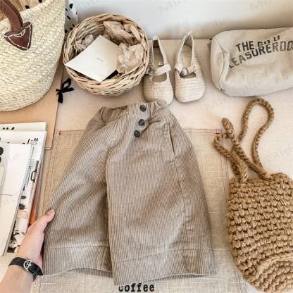 Baby Toddler Girl Solid Color Cord Pants - Khaki - 8Y - image 2