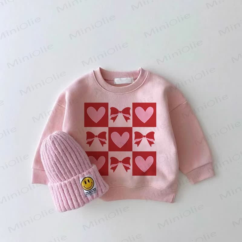 Baby Girl Pink Love Plaid Bow Sweatshirt - Pink - 2-3T - image 1
