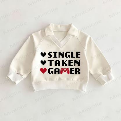 SINGLE TAKEN GAMER Baby White Love Polo Top - White - 2-3T - image 1