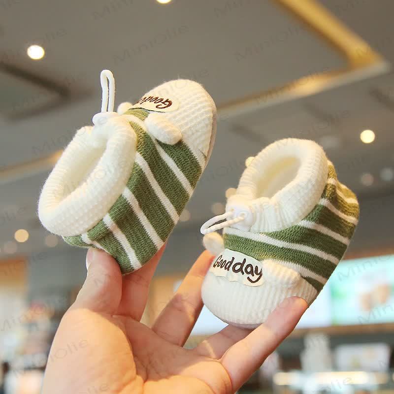 GOOD DAY Baby Striped Socks Shoes - Green - 10-15M - image 4