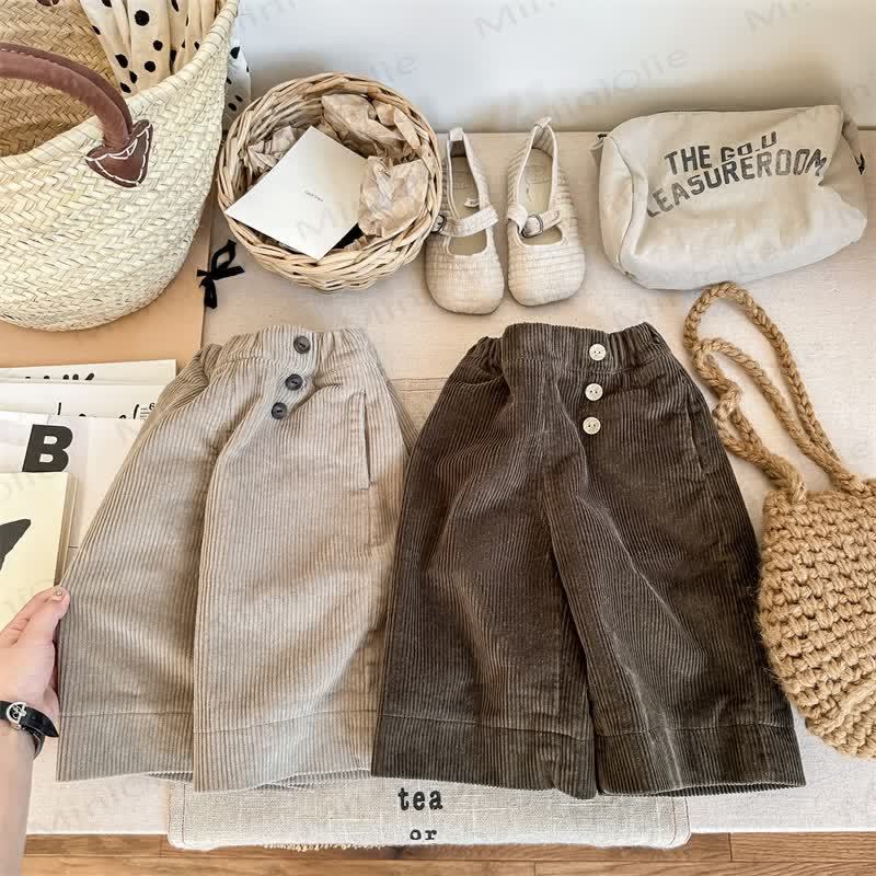 Baby Toddler Girl Solid Color Cord Pants - image 1