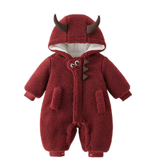 Baby Fleece Demon Hooded Romper - image 8