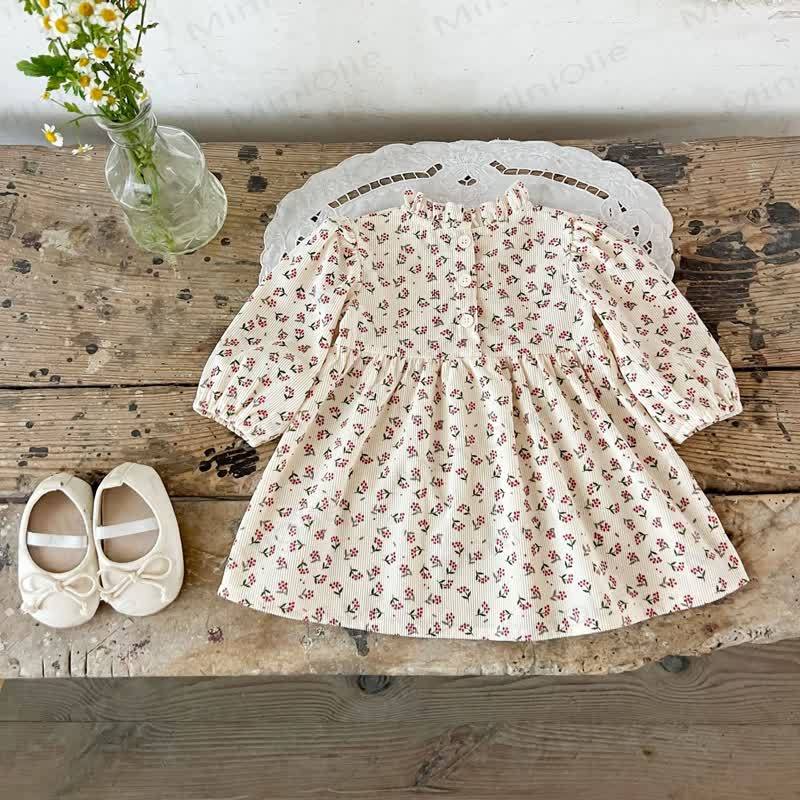 Baby Girl Flower Beige Dress - image 2
