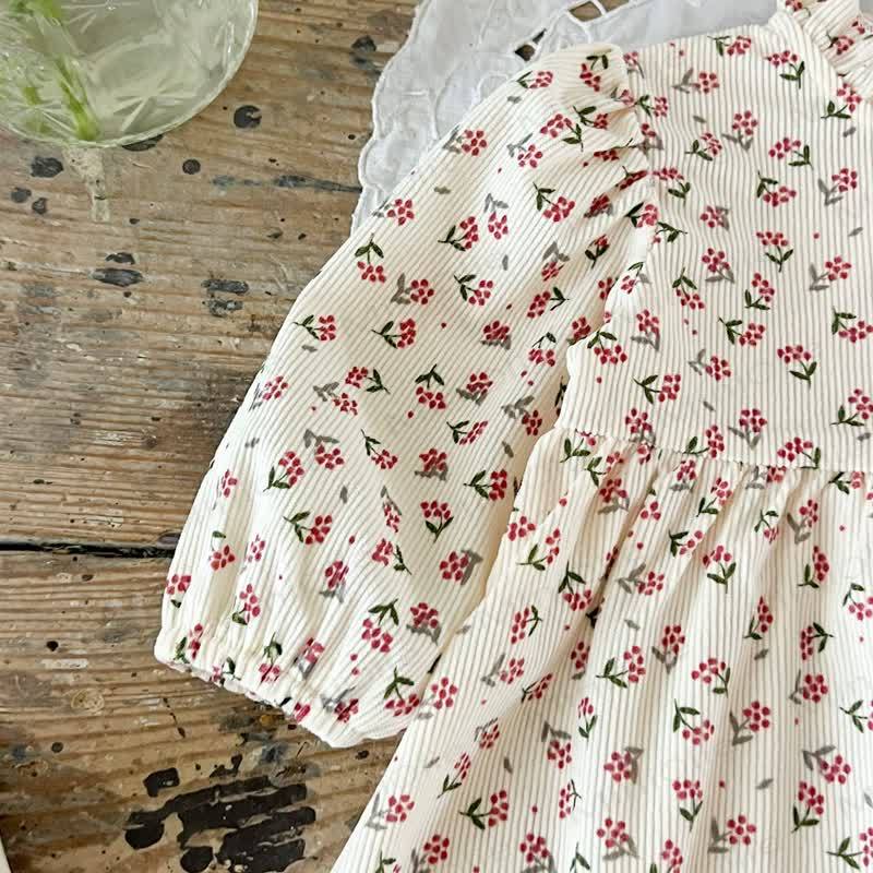 Baby Girl Flower Beige Dress - image 7