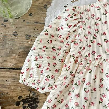 Baby Girl Flower Beige Dress - image 7