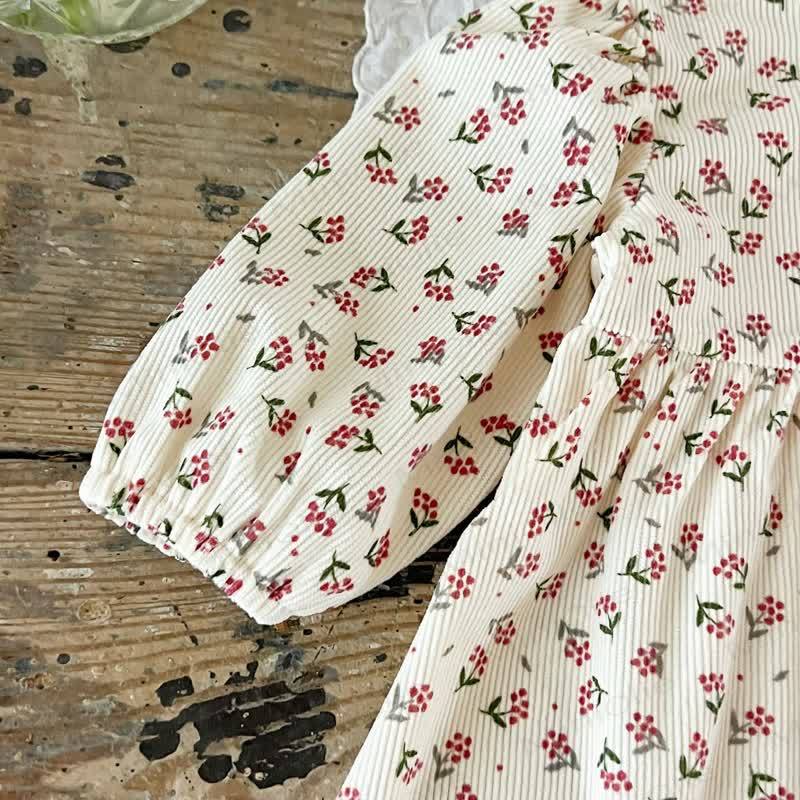 Baby Girl Flower Beige Dress - image 8