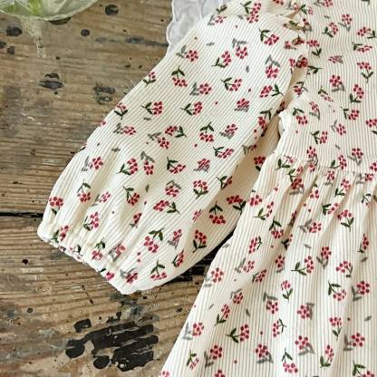 Baby Girl Flower Beige Dress - image 8