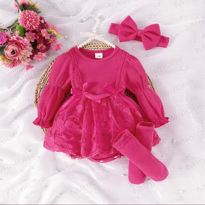 Baby Girl Bow Flower Mesh Dress - Fuchsia - 12-18M - image 7