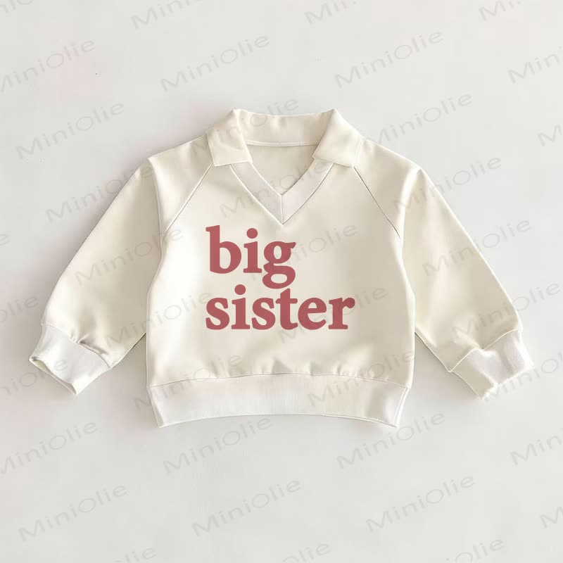 BIG BROTHER/SISTER Baby White Polo Top - Sister - 2-3T - image 2