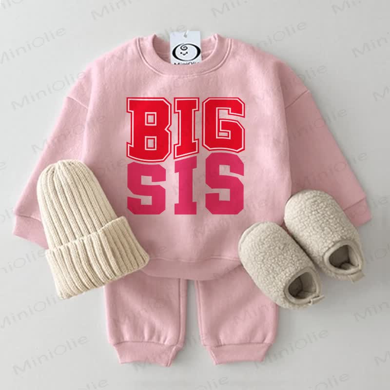 BIG/LIL SIS Baby Sweatshirt 2-piece Pink Set - Big - 2-3T - image 1