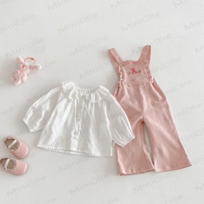 Baby Toddler Girl Bunny Flower Overalls/Solid Color Top - image 1