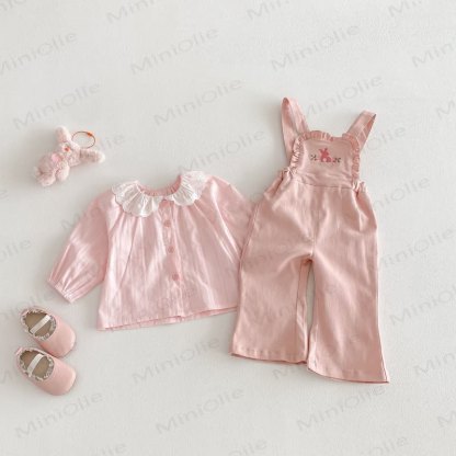 Baby Toddler Girl Bunny Flower Overalls/Solid Color Top - image 2